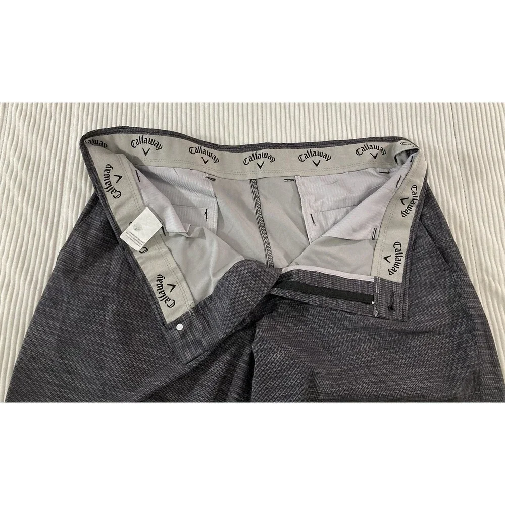 Callaway Golf Shorts Mens 40 Gray Zigzag Print Flex Fit Moisture Wicking Stretch